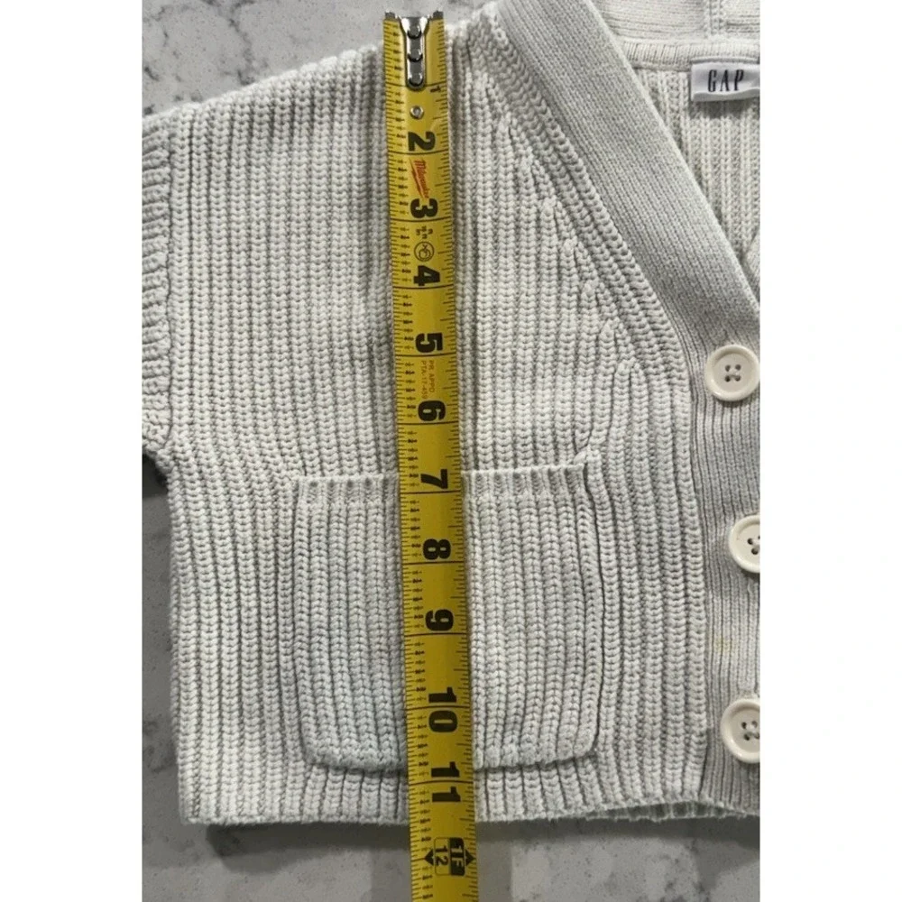 GAP Kids Girls Small 6-7 Ivory Cropped Shaker Knit Button Front Cardigan Sweater
